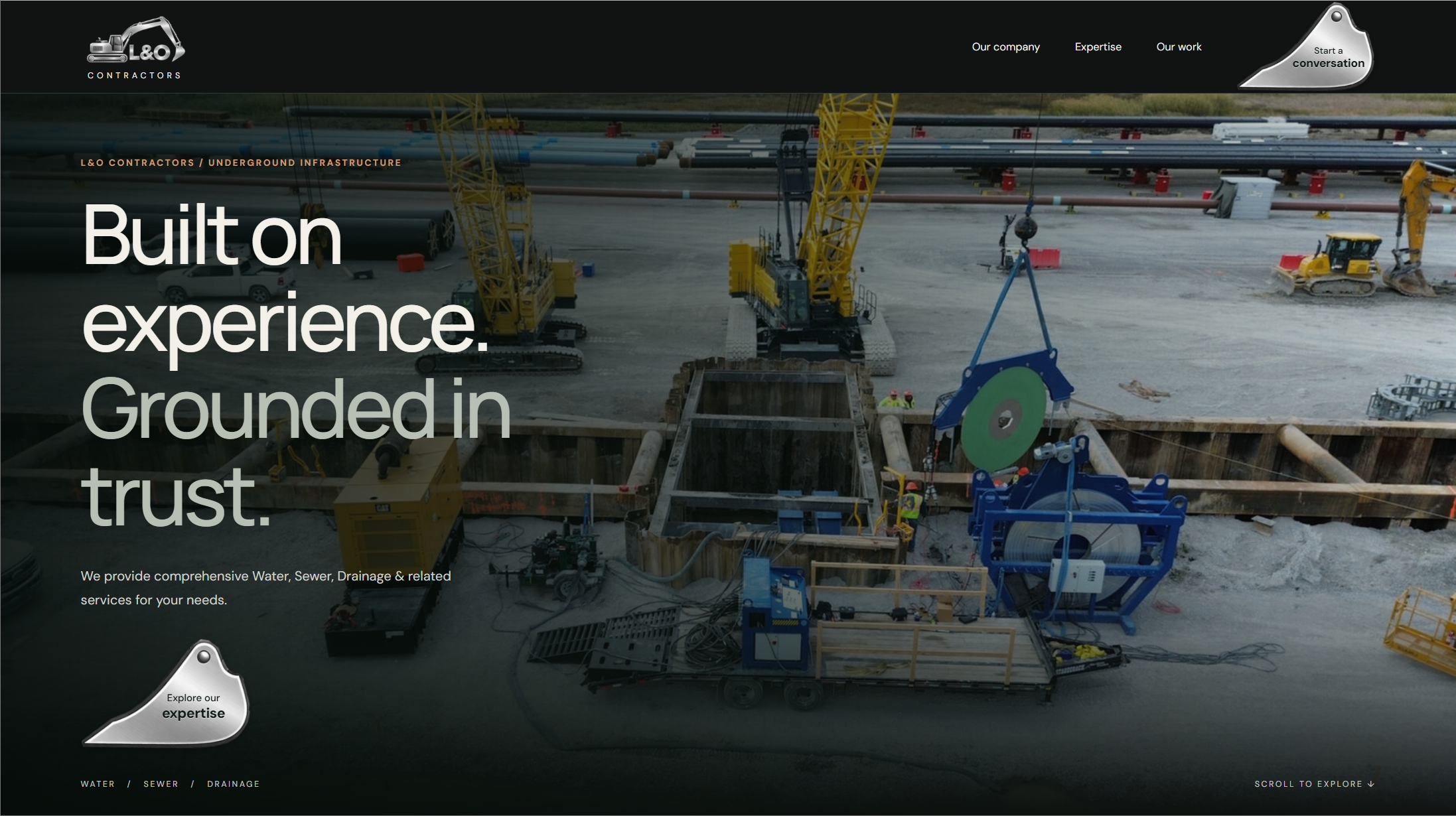 L&O Contractors website homepage design