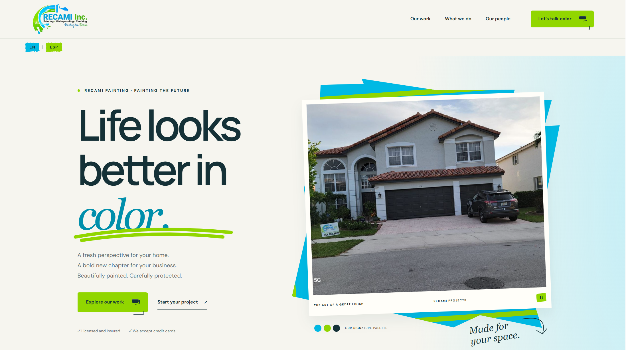 Recami Painting website homepage design