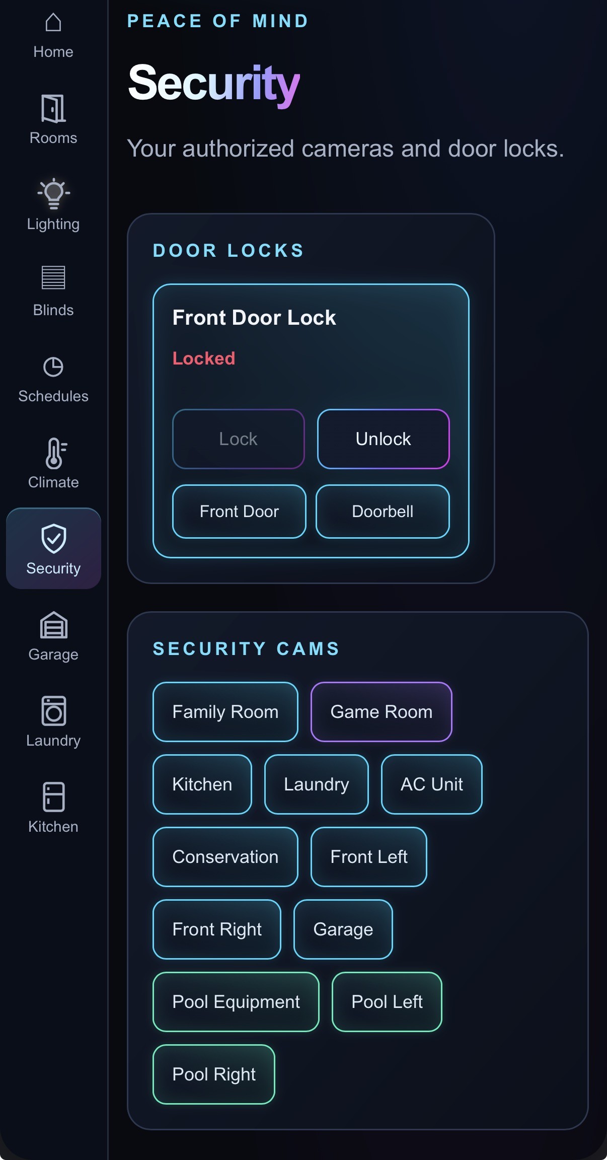 SmartHome Signature security interface example