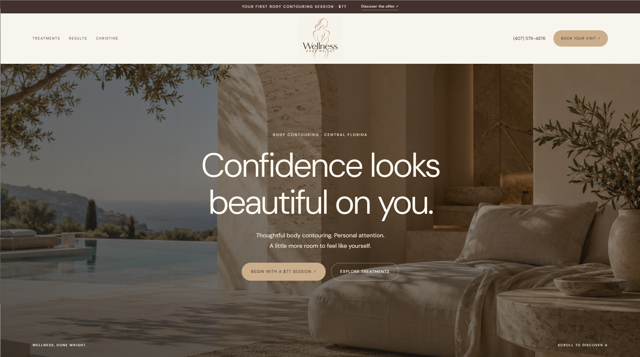Wellness Done Wright website homepage design