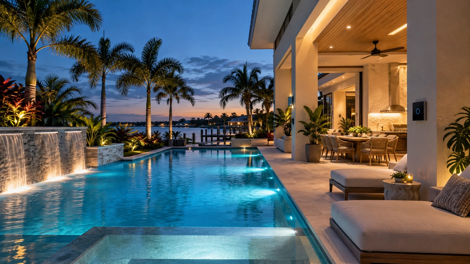 Pool & outdoor living — illustrative smart-home scene