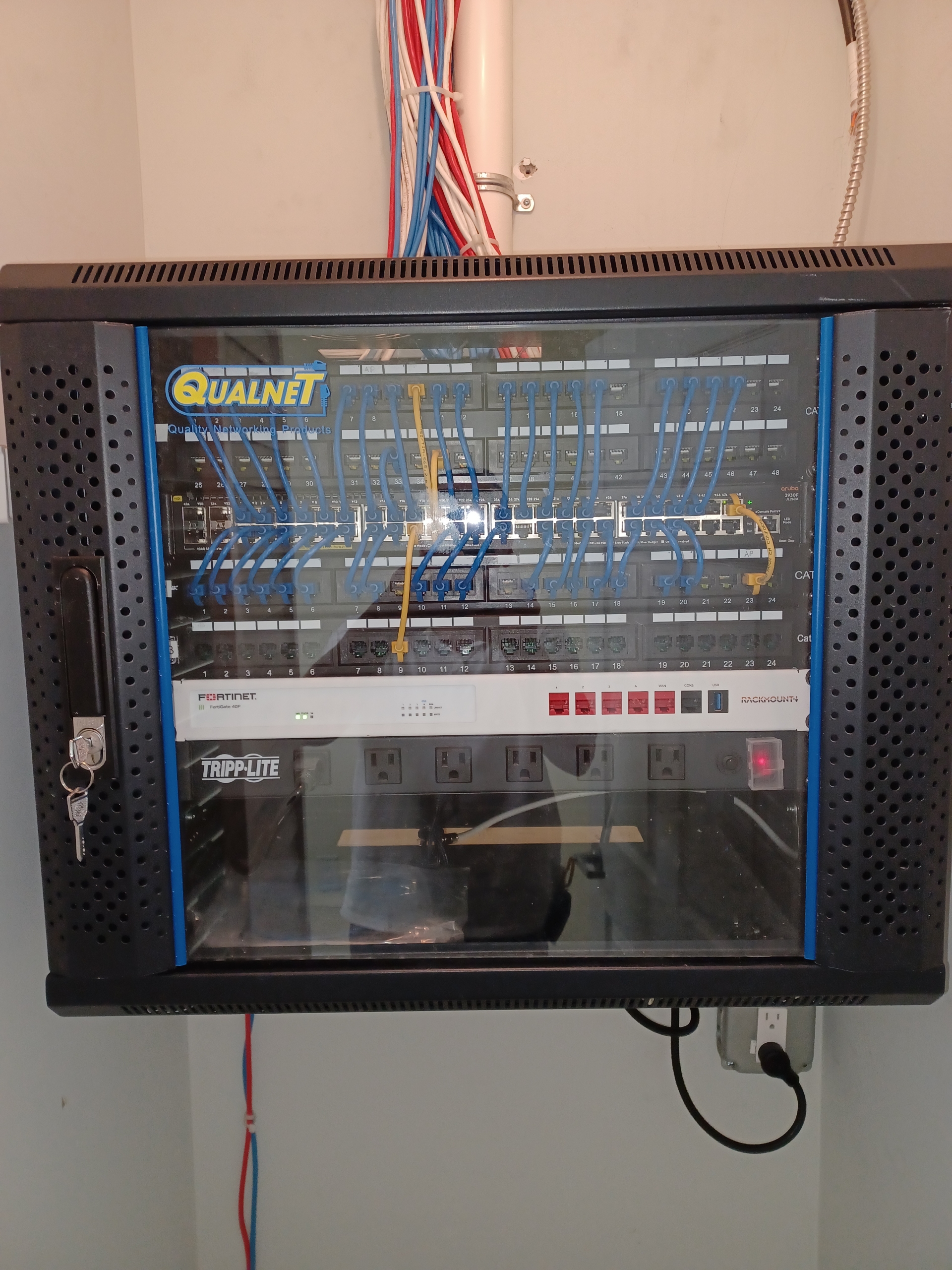 Network closet after professional cable management